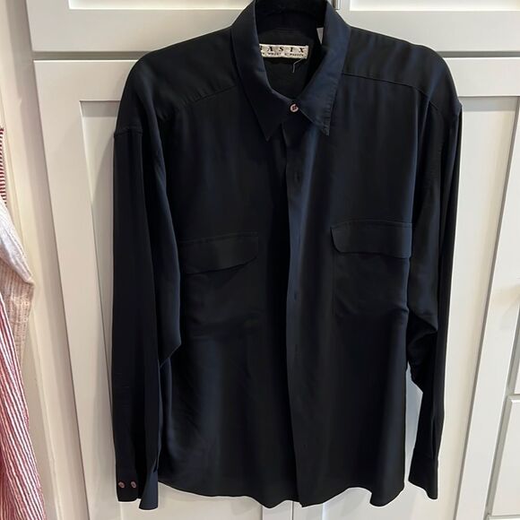 Fenn Wright Manson Other - VTG BASIX Fenn Wright & Manson Silk Shirt Black Long Sleeve 90s Size M